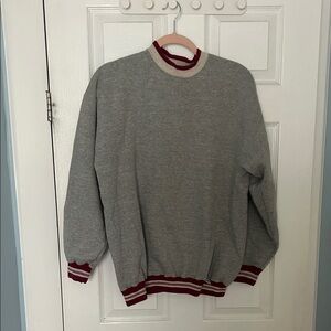 Gray and Burgundy Crewneck Sweater